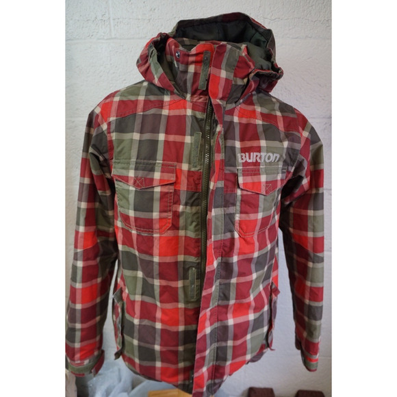BURTON DRYRIDE YOUTH PLAID RED SKIING SNOWBOARD JACKET SZ XL US 18 - Picture 1 of 11
